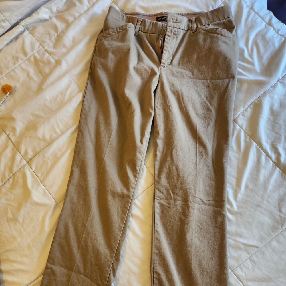 Women's Lee Regular Fit Straight Leg Dress/Chino Pants - Size 10 TALL
